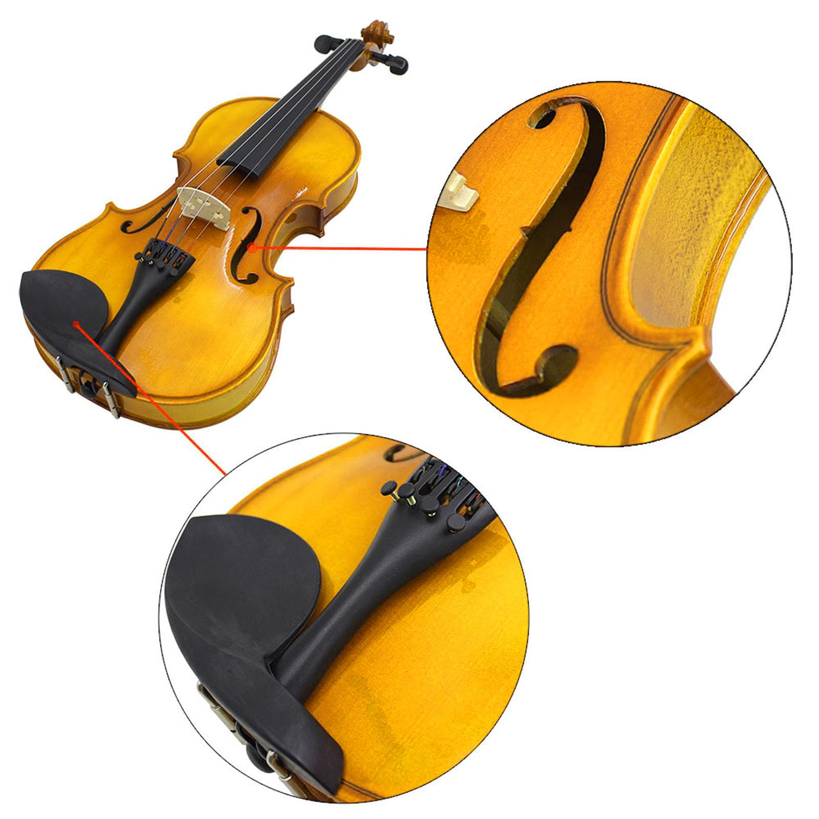 Violino 4/4 Legno Kit per Principianti-Violino per Principianti 4/4 Violino per Adulti Violino Set di Violino per Practice & Performance