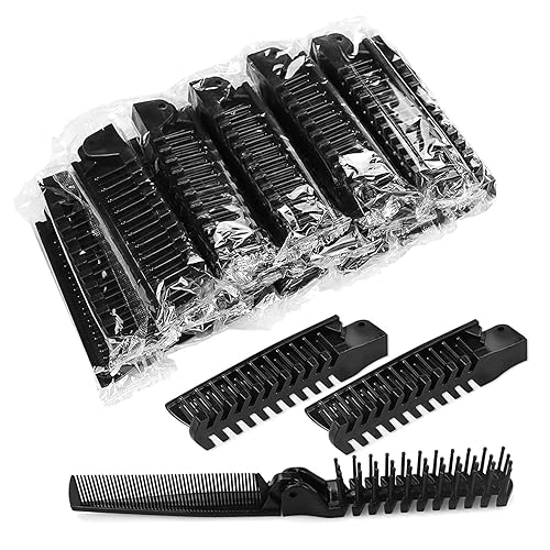 Miniatura 1 de Peines plegables a granel envueltos individualmente, peine de bolsillo de viaje, cepillo plegable de doble cabeza, herramienta de peinado de peine