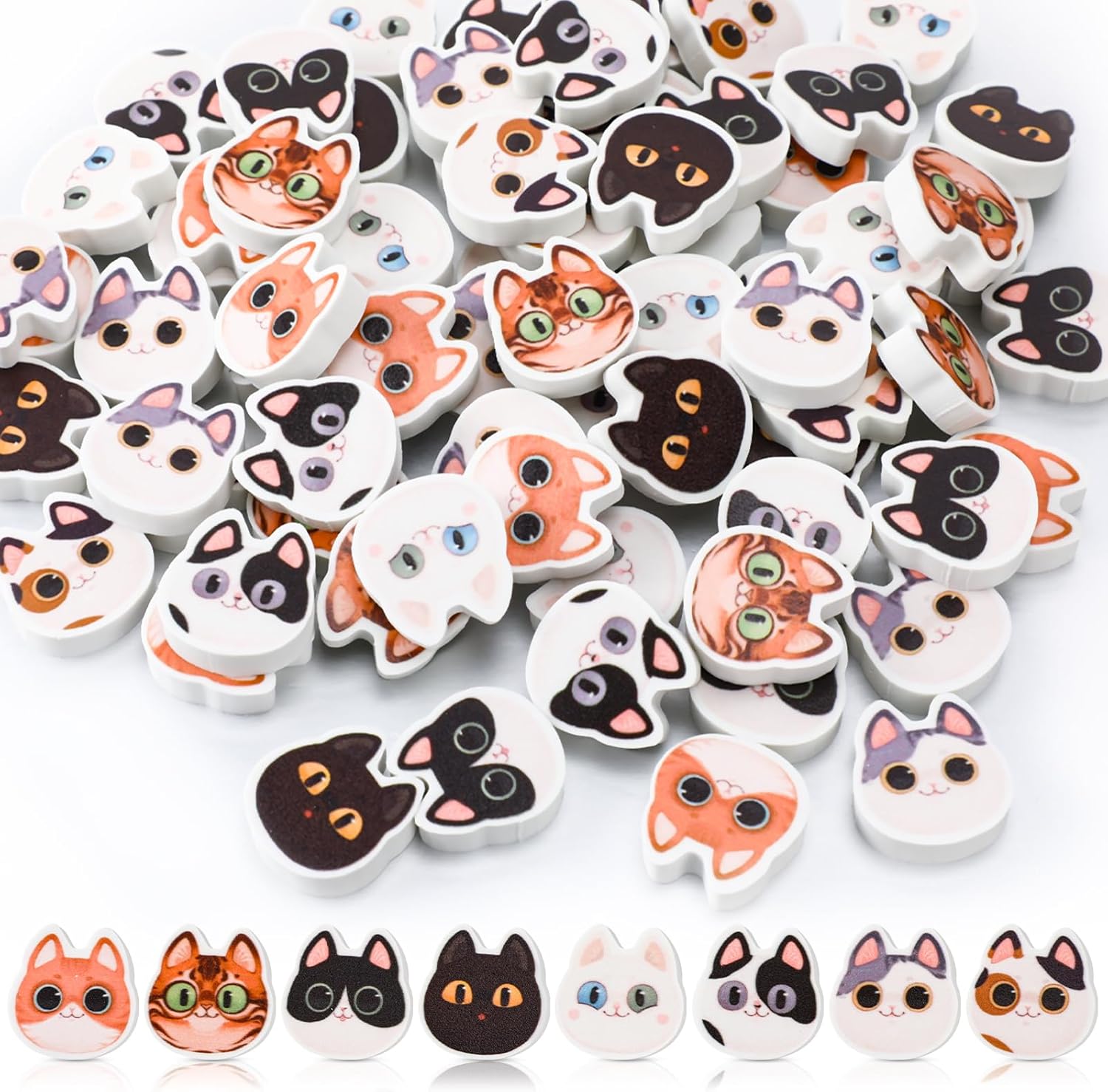 Seajan 72 Pcs Cute Cat Erasers Back to School Gifts for