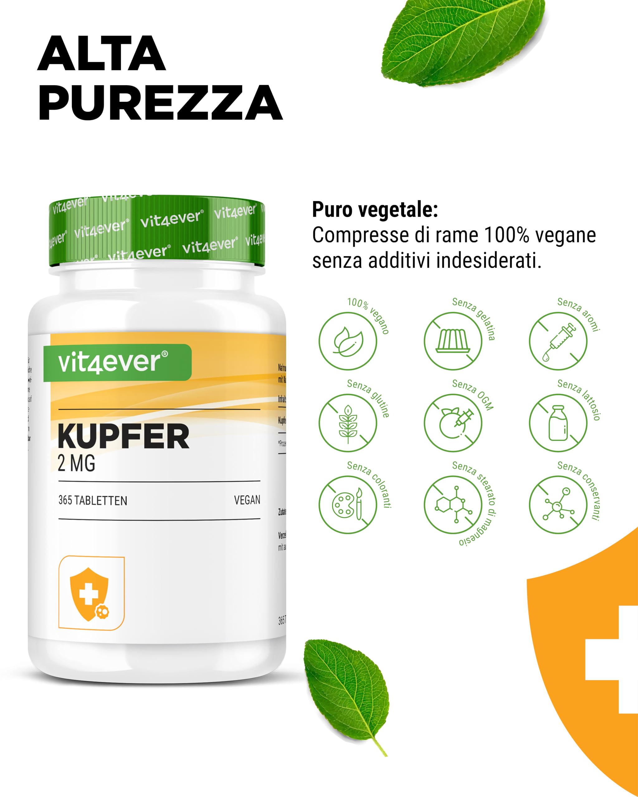 Rame - 365 compresse da 2 mg ciascuna - Fornitura per 1 anno - Elevata biodisponibilità - Rame gluconato - Altamente dosato - Vegano - Senza indesiderabili