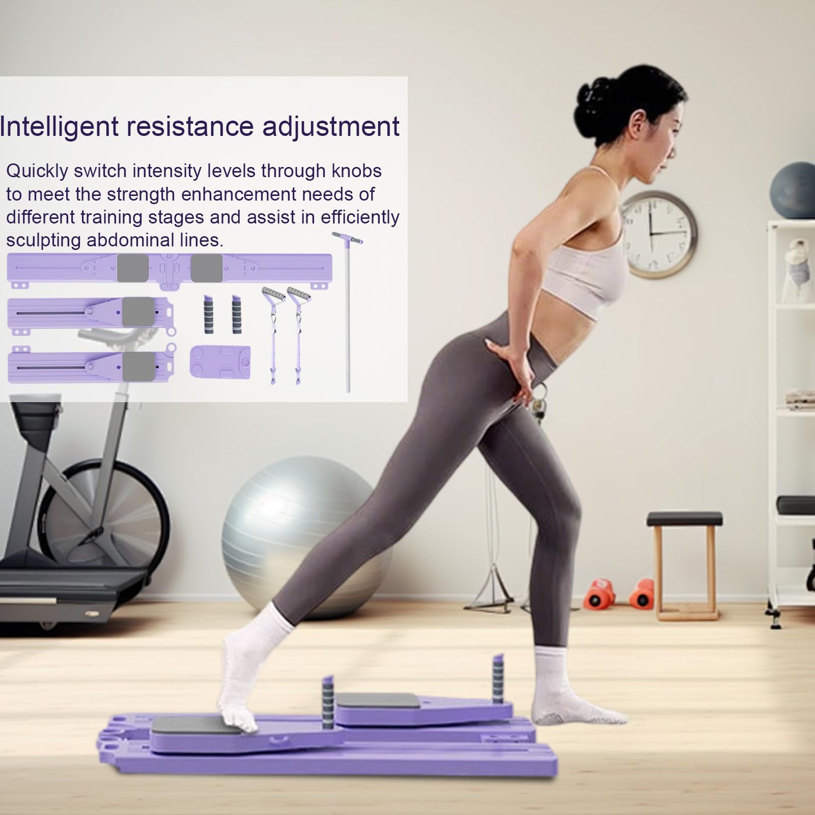 Reformer Pilates Pieghevole Macchina Multifunzionale Pieghevole Per | Attrezzatura Fitness Portatile Per Tonificazione Riduzione Cellulite Allenamento Equilibrio Supporto Vita