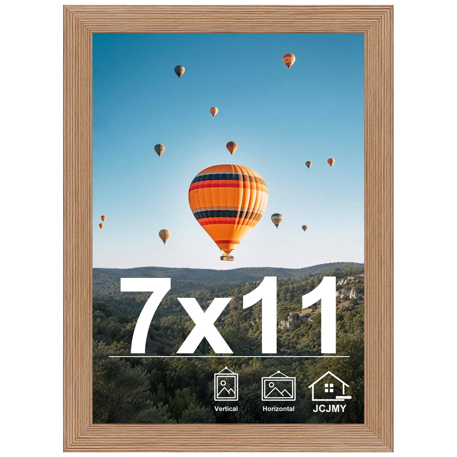 JCJMY 7x11 Picture Frame Rustic Brwon for Wall Hanging or Tabletop- Wall Mounting Horizontally or Vertically, 7 x 11 Wall Gallery Poster Photo Frame for 7 by 11 Photos, Rustic Brwon