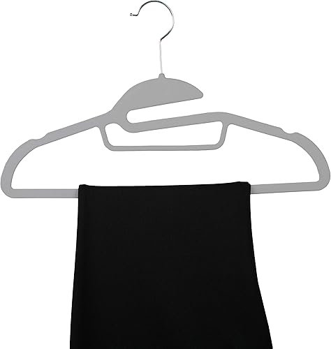 Miniatura 4 de Simplify Paquete de 24 perchas de terciopelo con cuello, barra de corbata y bufanda, ganchos de tanque de camisola, ahorrador de espacio abrazable,