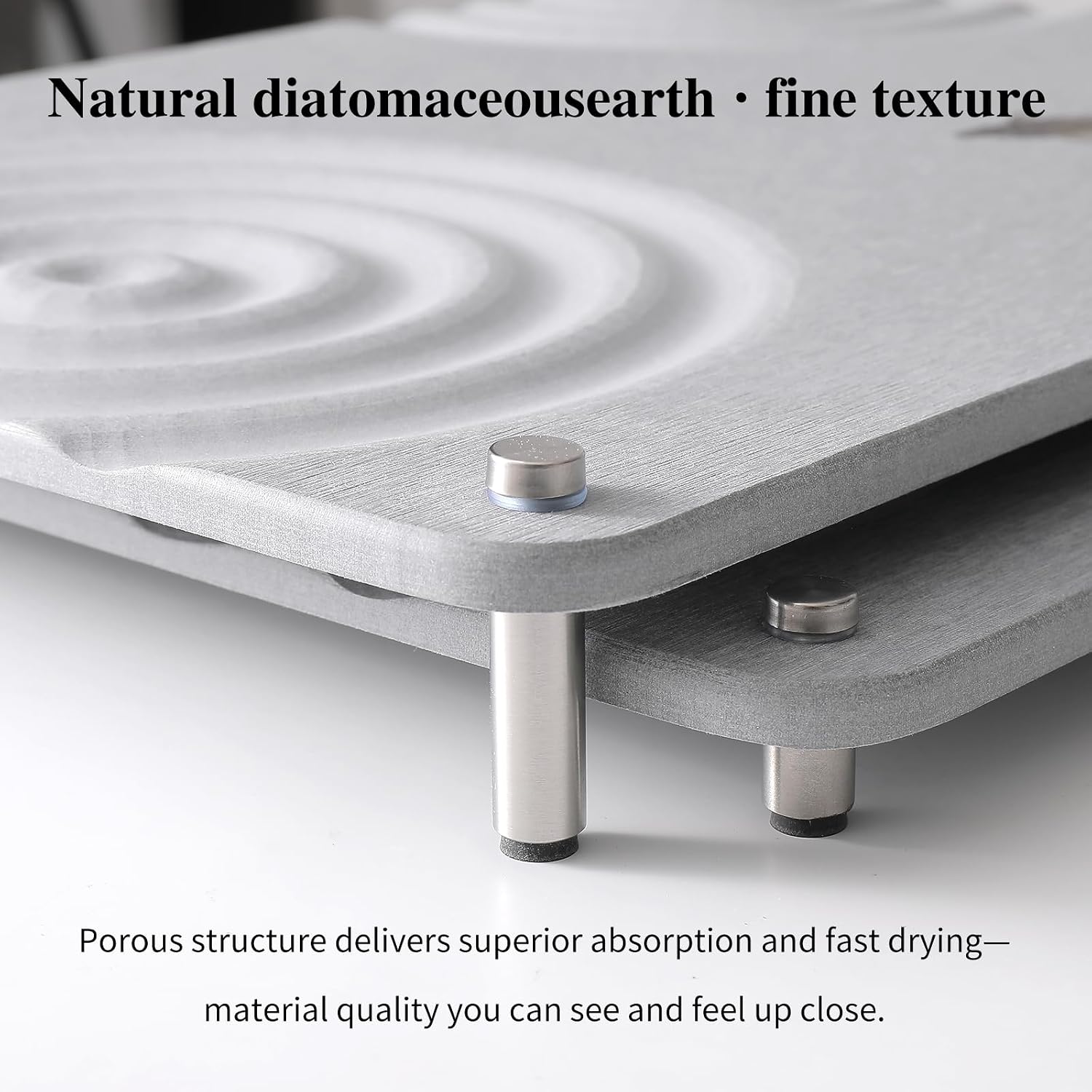 Diatomaceous Stone Dish Drying Mat Set of 2 – Quick Dry, Non-Slip, Absorbent Kitchen Counter Mat for Sink & Dish Drying | 15.7" + 13.2" | Handle with Care – Stone Material – ALGINRA