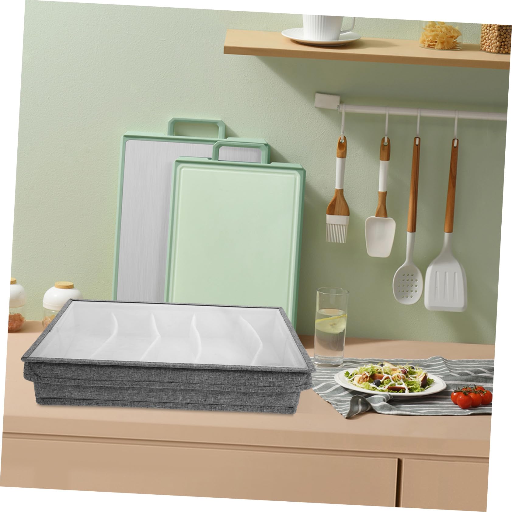 VALICLUD Bolsa para Guardar Vajilla Caja para Cubiertos con Divisores Organizador de Cubiertos para Cocina Soporte para Utensilios de Inoxidable