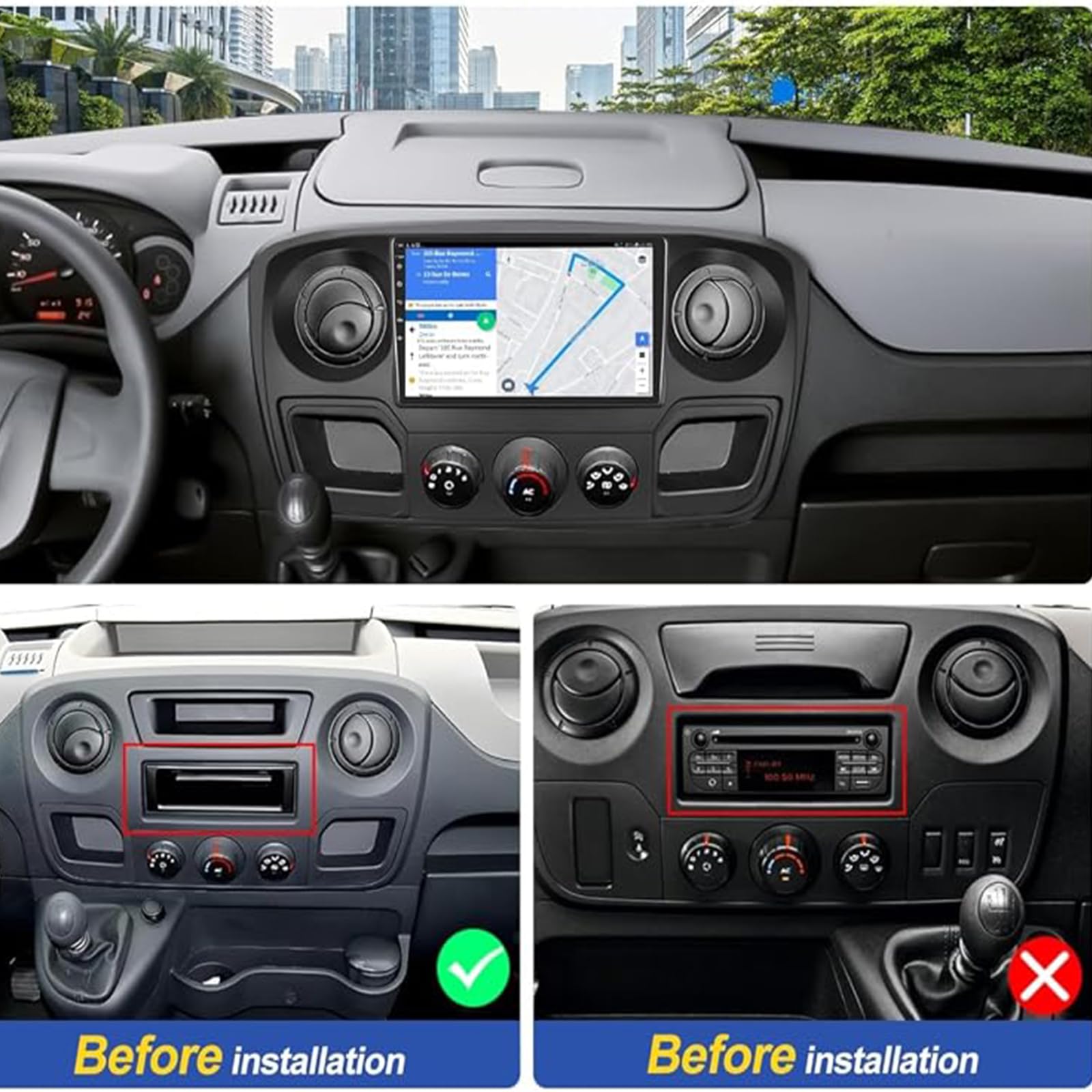 Do Renault Master X62 2011-2017 Radio Samochodowe Stereo Z Bezprzewodowym CarPlay Android Auto 10 Cali 1280 * 720 Ekran Dotykowy Radio Samochodowe Z Android 15 GPS Bluetooth Mirror-Link FM(Color:M700)