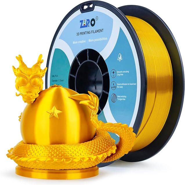 ZIRO Filament jedwab PLA 1,75mm,Filament do drukarki 3D Silk PLA 1,75mm 1kg,Złoto