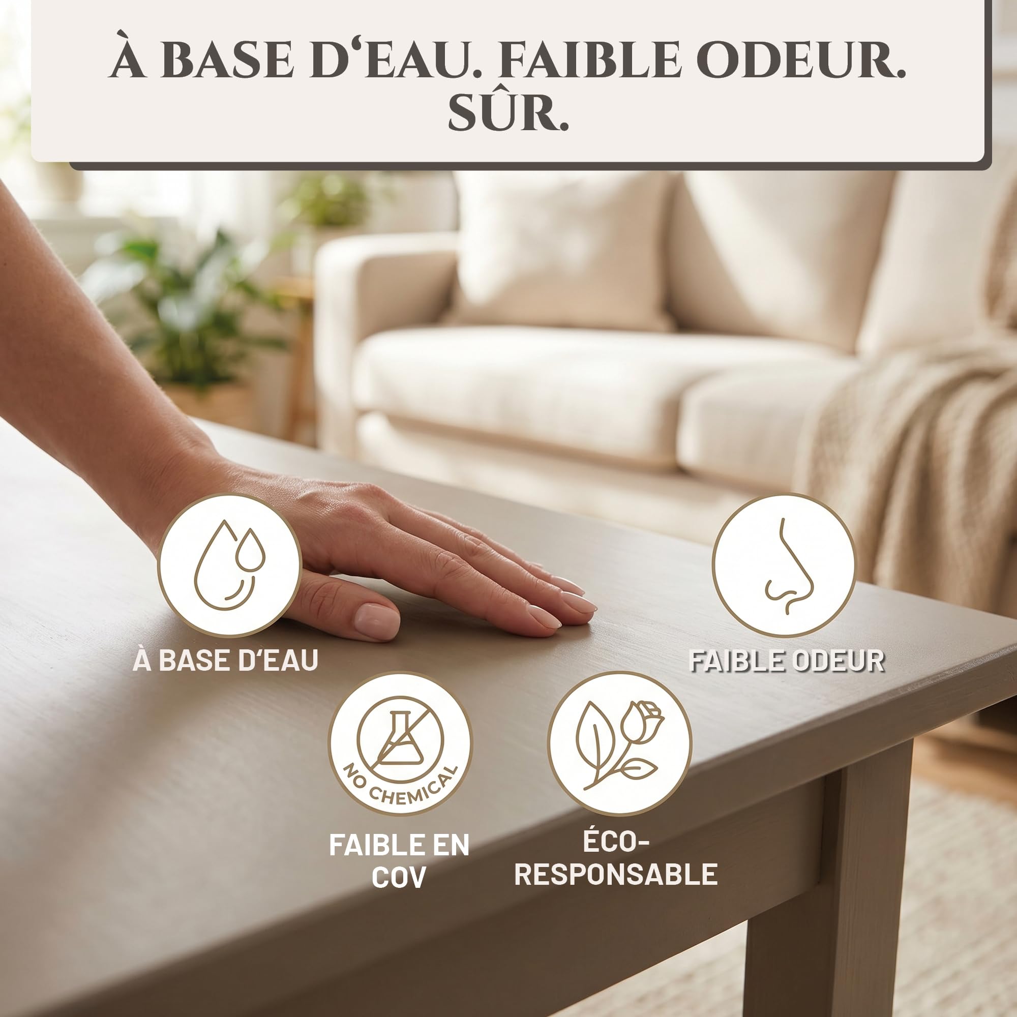LM Peinture Meuble 500 ml - Sable - | Peinture Meuble Cuisine Sans Ponçage | Haute Couvrance pour Intérieur et Extérieur | Faible Odeur et Écologique