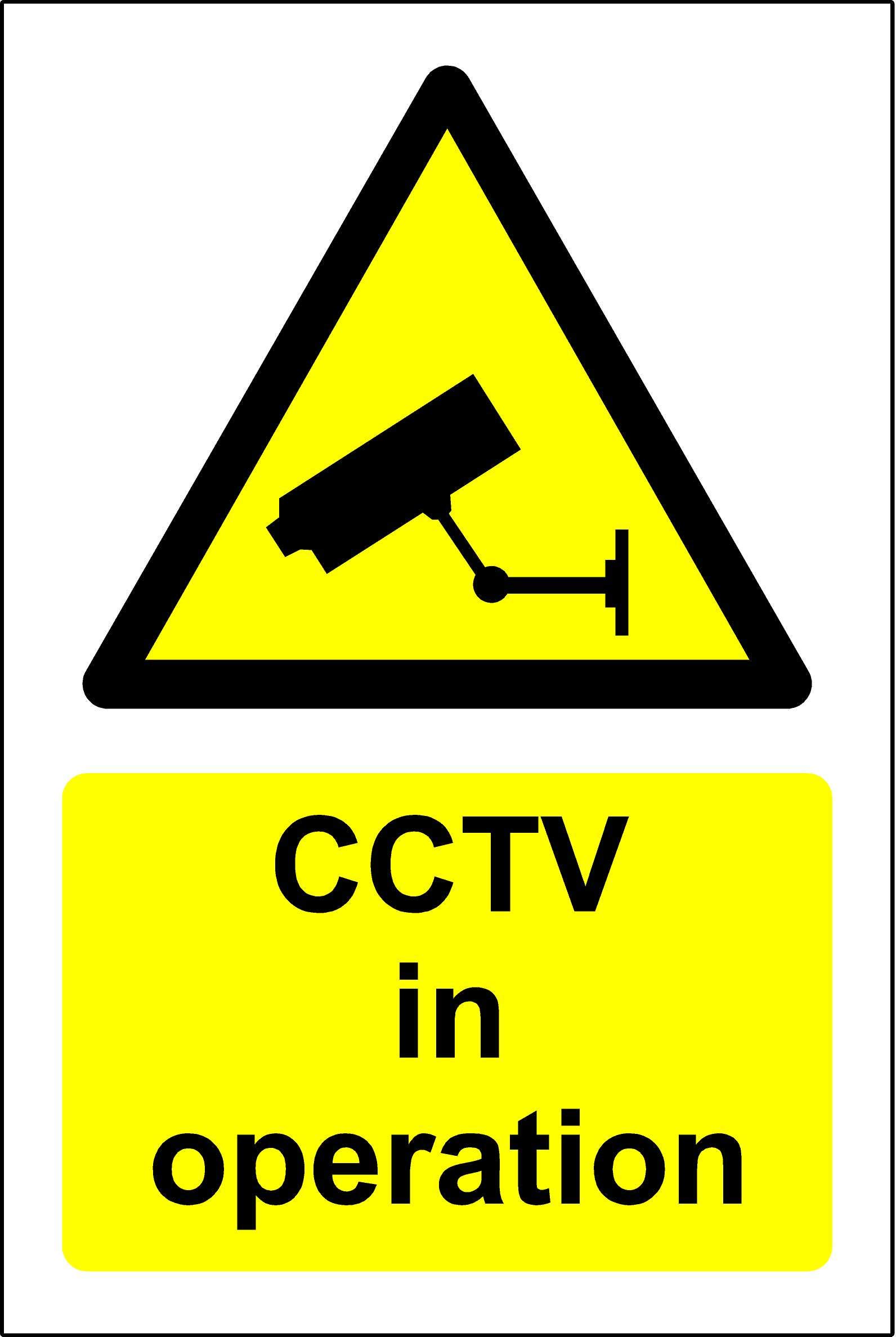 CCTV in operation sign - Face adhesive reverse window sticker 200mm x 150mm