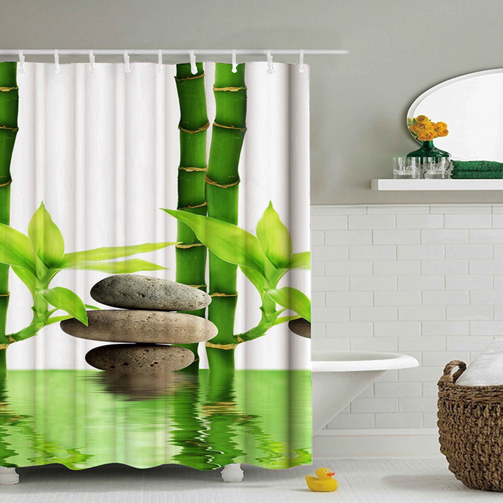 Rideau douche 200x240 bambou vert rideau de douche anti moisissure