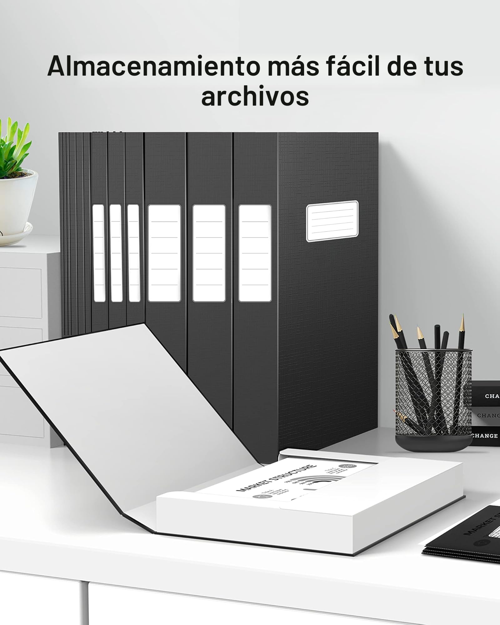 JiaWei Pack de 12 Carpeta con Gomas Elásticas, Lomo de 11 mm, Fabricado en Cartón Extra Fuerte de 350 g/m², para Carpeta A4 - Negro