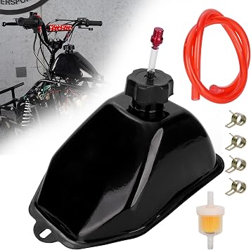 Metal Motorcycle Gas Tank with Threaded Cap for 50cc 70cc 90cc 110cc 125cc Coolster 3050C 3125R Taotao ATA 125D 110B Boulder B1 Vitacci Roketa HAWK Ice bear Mountopz JCL RPS ATV Quad 4 Wheeler
