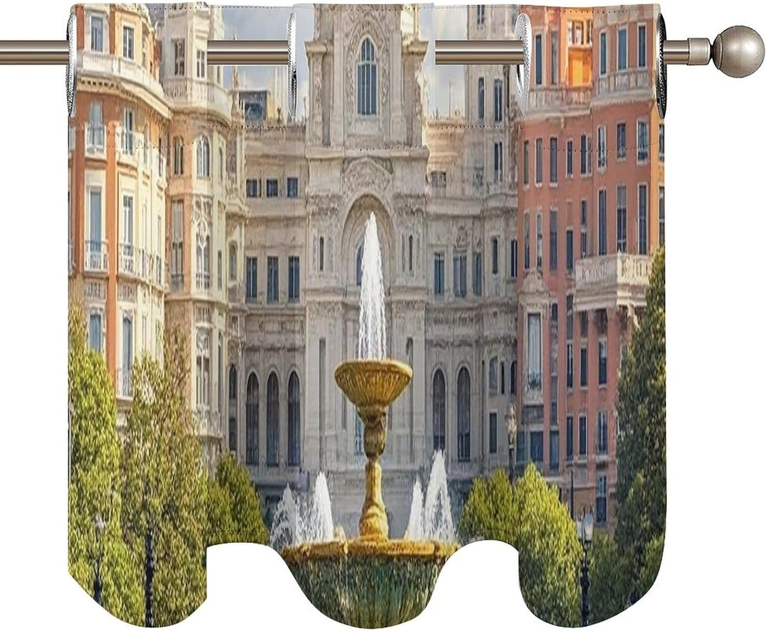 Tourism City Valance for Windows, 2 Pack Kitchen Curtains Modern Home Decor, Soft Blackout Window Curtains for Living Room & Bedroom, 18 X 52 Inch