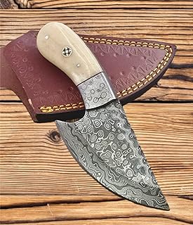 Poshland Custom Handmade Damascus Steel Knife, Bone...