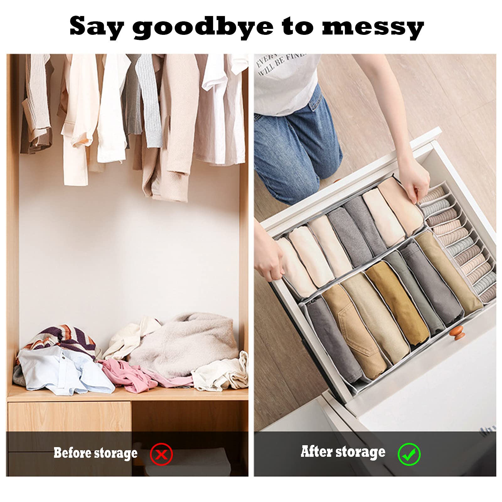 Organizer Cassetti Pieghevole Per Intimo E Calze - Set 3 Pezzi Con Scomparti Multiuso - Foto 10