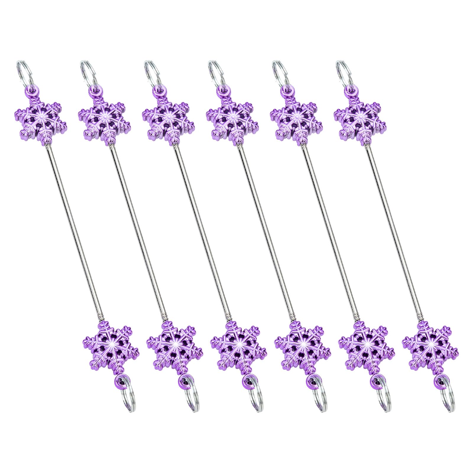 Jazuaiao 6PCS Snowflake Christmas Decorations with Beading Set Sturdy Metal Hanging for Festival Snowflake Party Decors Metal Hangings
