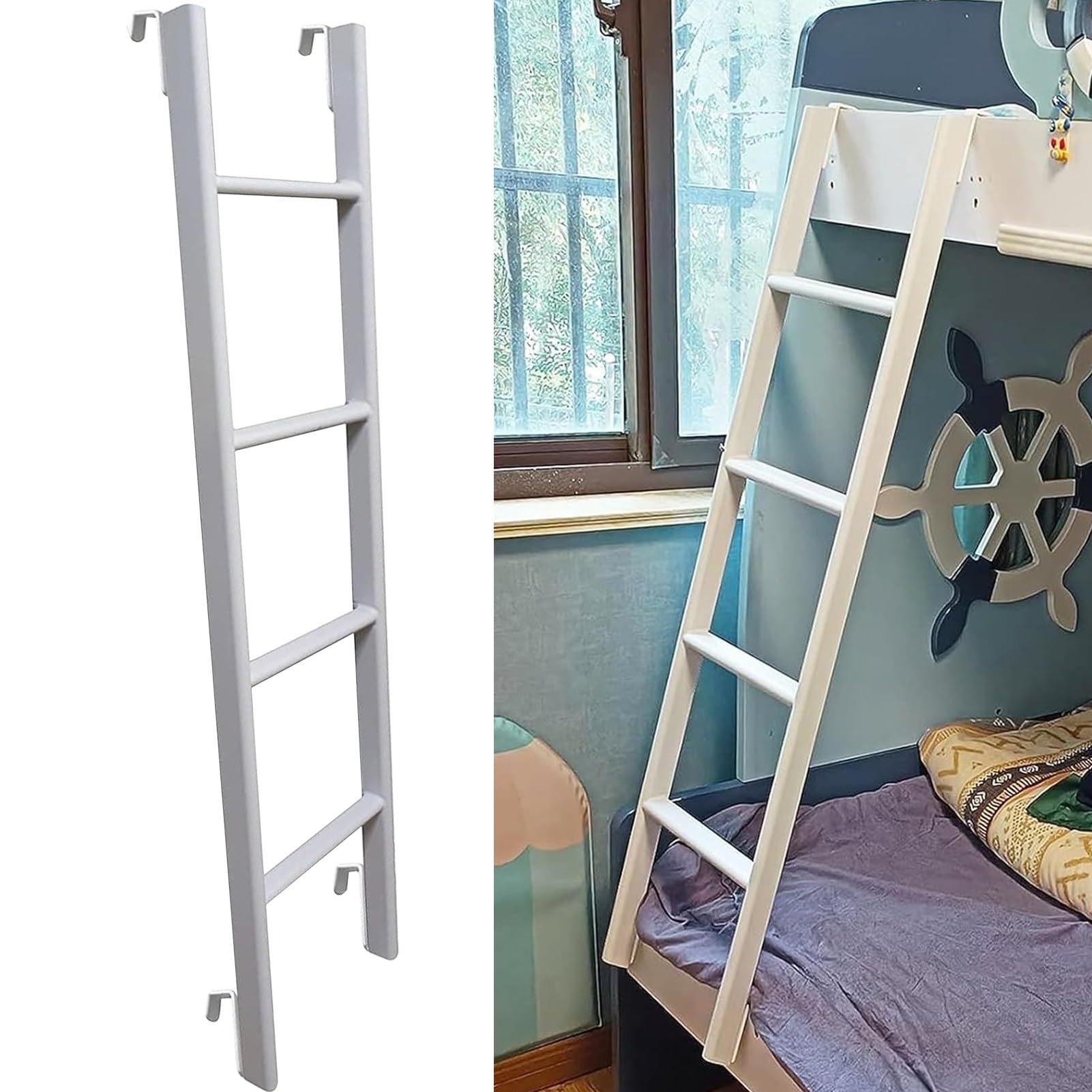 Escalera de metal ajustable con ganchos para litera de casa rodante