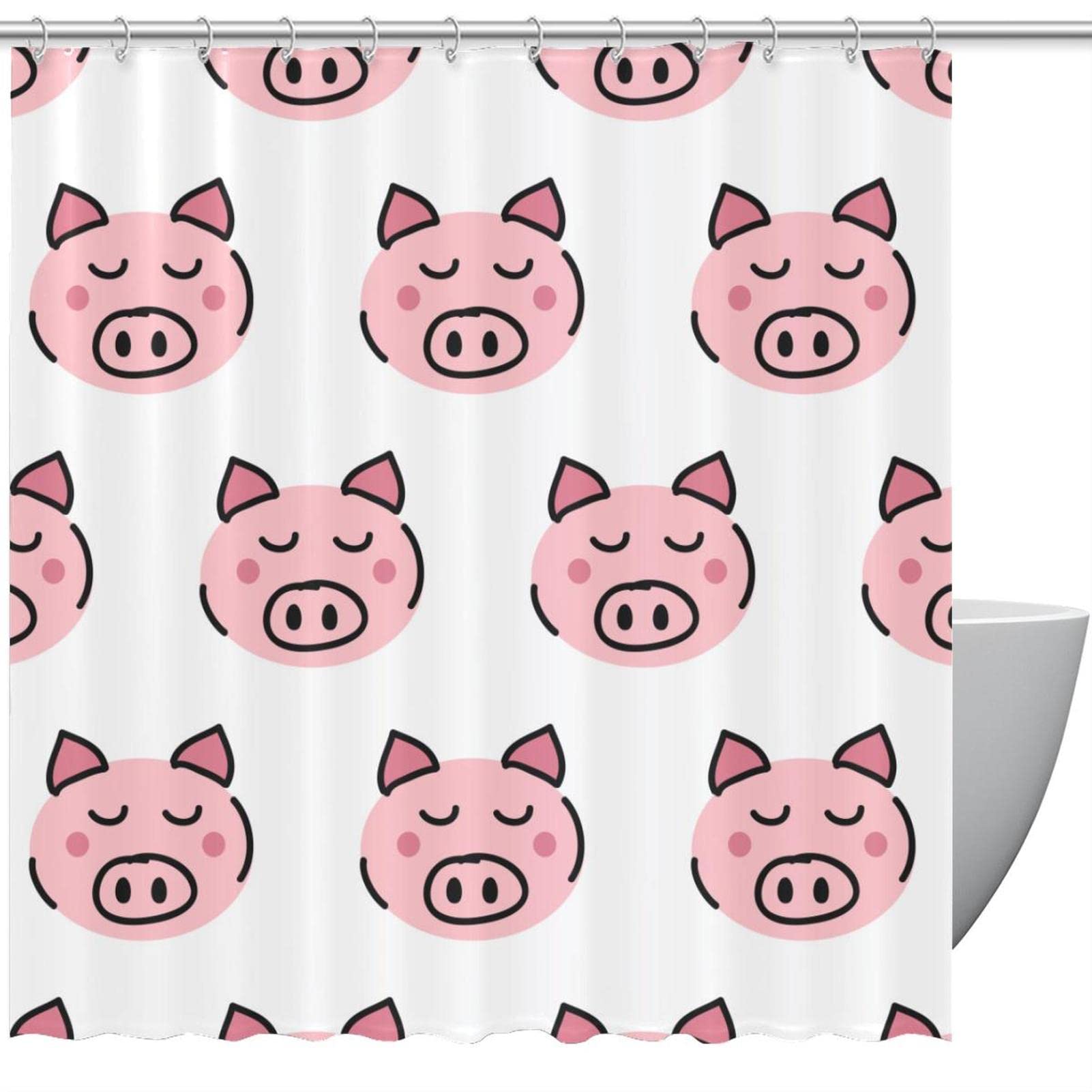 Rideau de douche blanc cochon pour baignoire ludique d'enfants