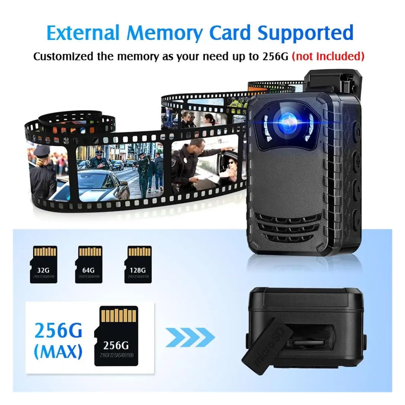 Kamery szpiegowskie Mini kamera korpusowa N9 Full HD 1296P Mała przenośna kamera policyjna noktowizyjna obsługuje kamerę korpusową DVR 256G w celu wykonania usługi, rejestracji dostawy, gromadzenia do