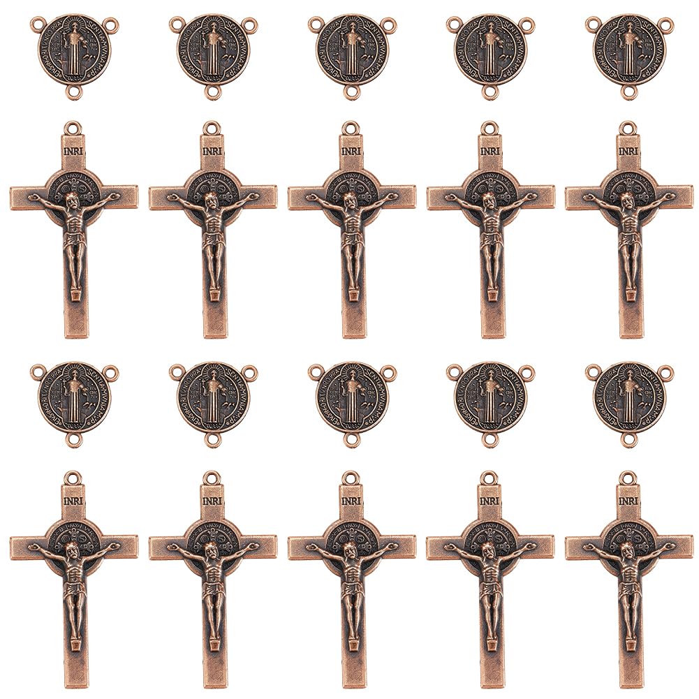 Croix de chapelet et médailles en bronze antique pour création de bijoux et chapelets DIY