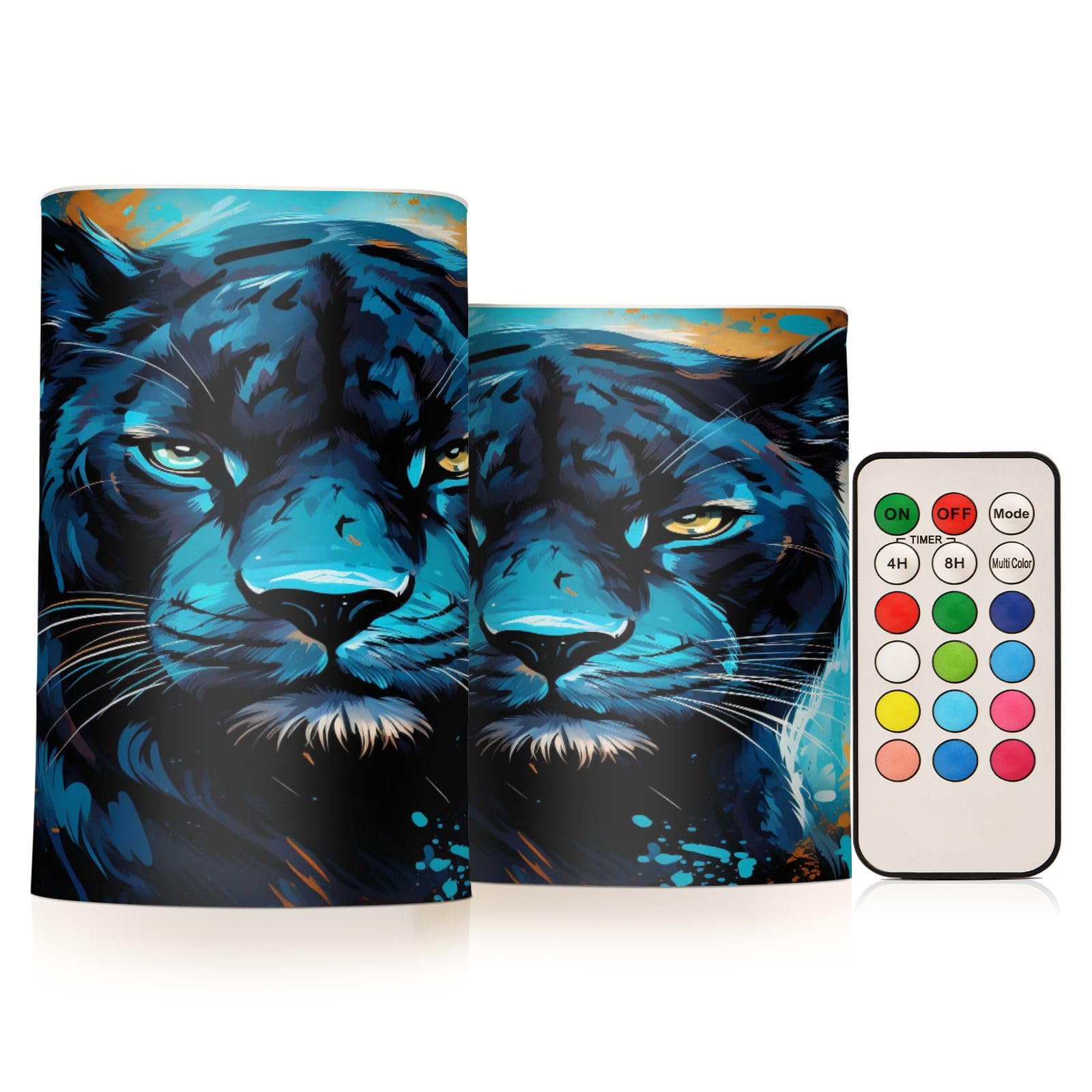 ALAZA Cheetah (18) Flickering Flameless Candles Battery Operated with Remote Timer,Tea Light Candles LED Pillar Votive Candles Set of 2 for Outdoor Indoor Decorations