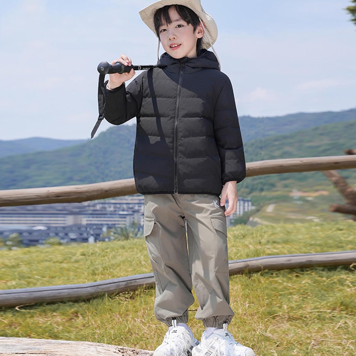 Toddler Boys Girls Puffer Jacket with Hood Down Winter Coats Kids Hooded Padded Warm Outerwear 1-15 Years