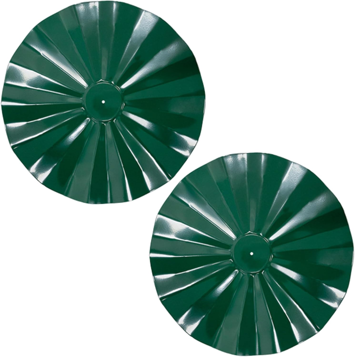 Erva Hanging Squirrel Baffles, Galvanized Steel, Green, 2 Pack, 21.25" Diameter Hanging Dome Guards for Bird Feeders, Durable Weather-Resistant Baffles with Scalloped Edge & Mounting Hardware