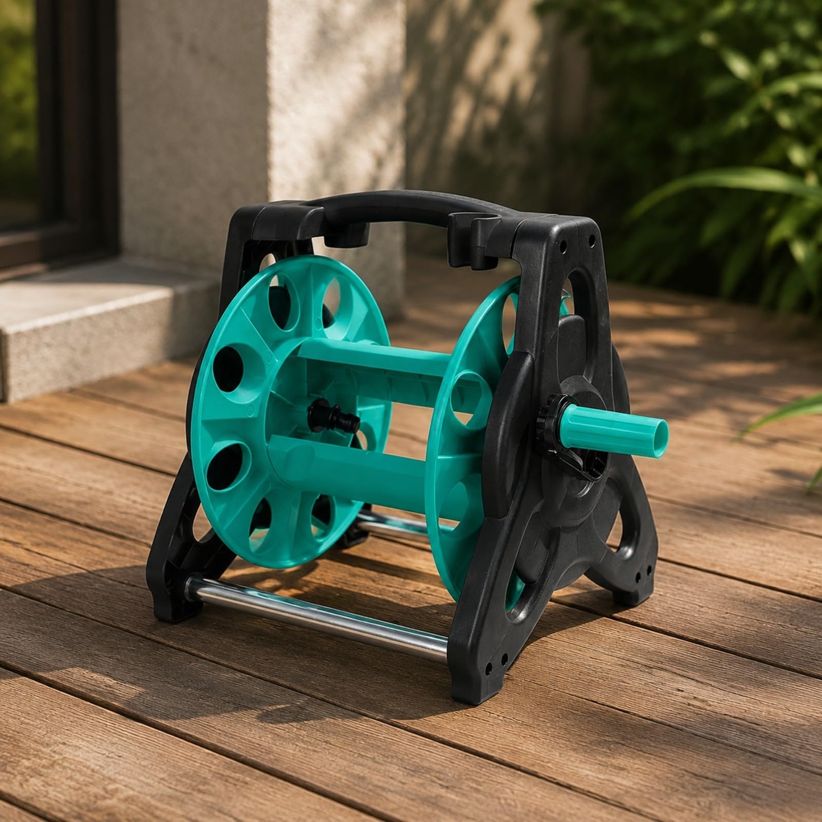 Carrello Avvolgitubo Resistente | Stabile, Robusto, Attrezzatura, per Cortile, Lavaggio Auto, Giardinieri, Arancio+, 25M
