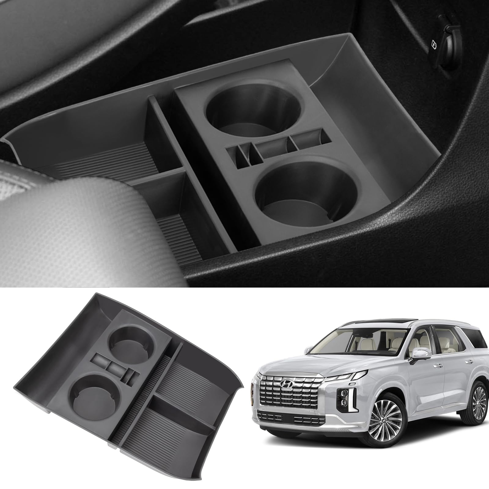 Center Console Organizer Tray Compatible with 2019-2025 Hyundai Palisade Storage Box Insert Tray Interior Accessories (Lower Center Console Tray)
