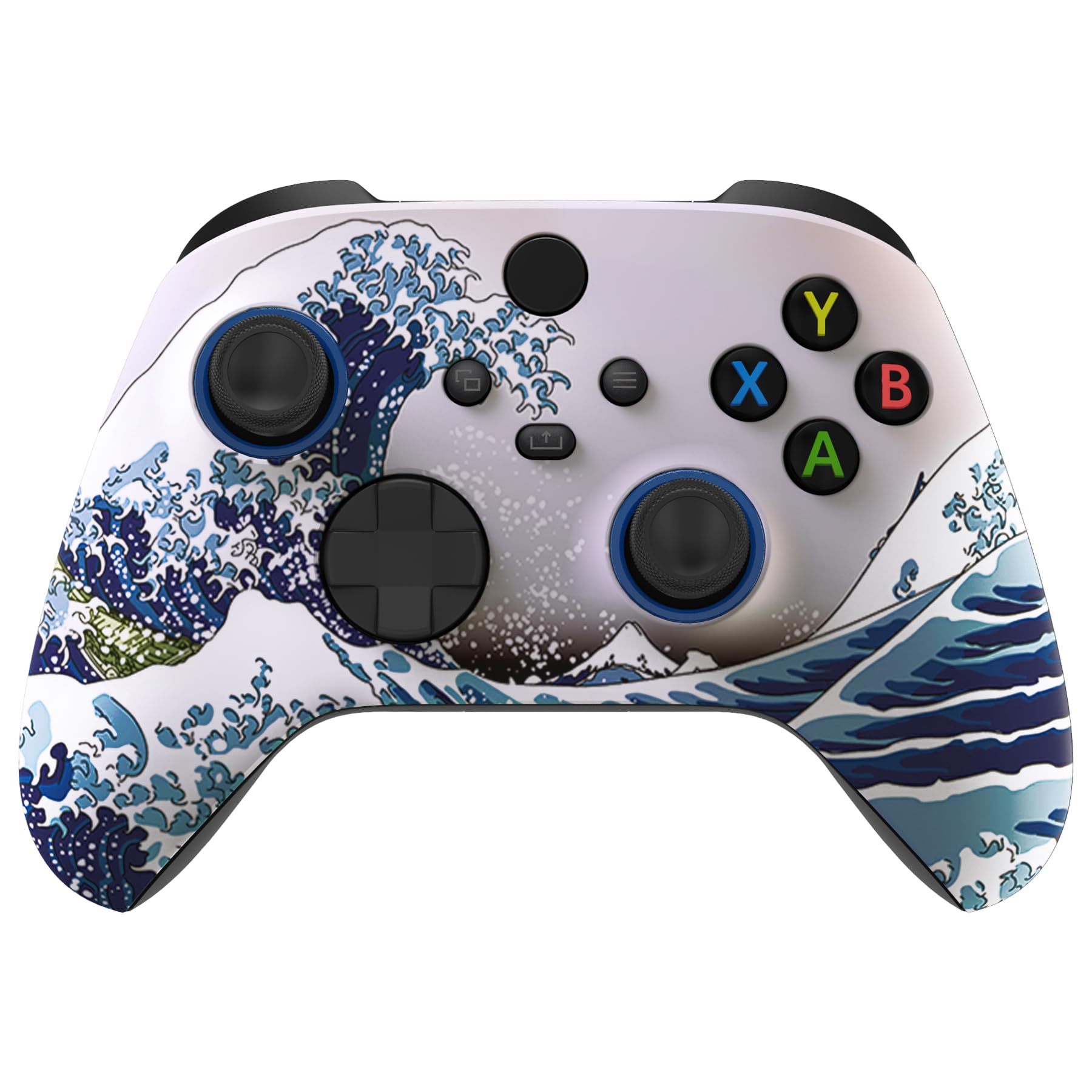 eXtremeRate Cover per Xbox Series X S Joystick,Custodia Copertura Scocca Frontale Anelli Accessori Ricambio per Xbox Core Controller Model 1914,ASR Versione-Grande Onda