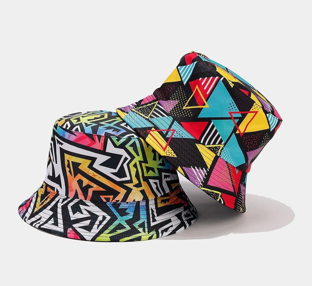 Quanhaigou Bucket Hat for Men Women,Packable Reversible Printed