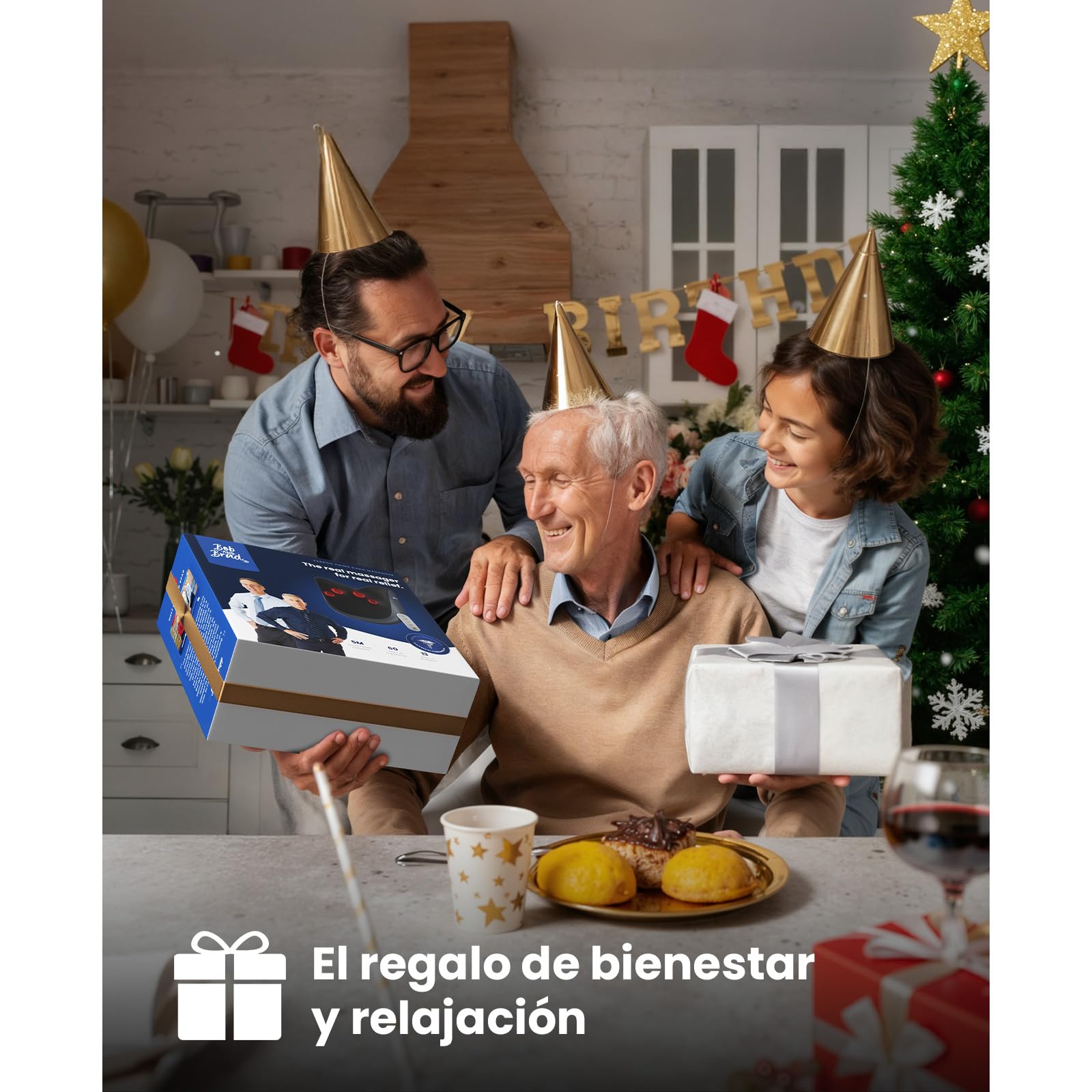 BOB AND BRAD Masajeador de Espalda y Cuello con Calor, Cojín Eléctrico, 3 Intensidades, Mando a Distancia