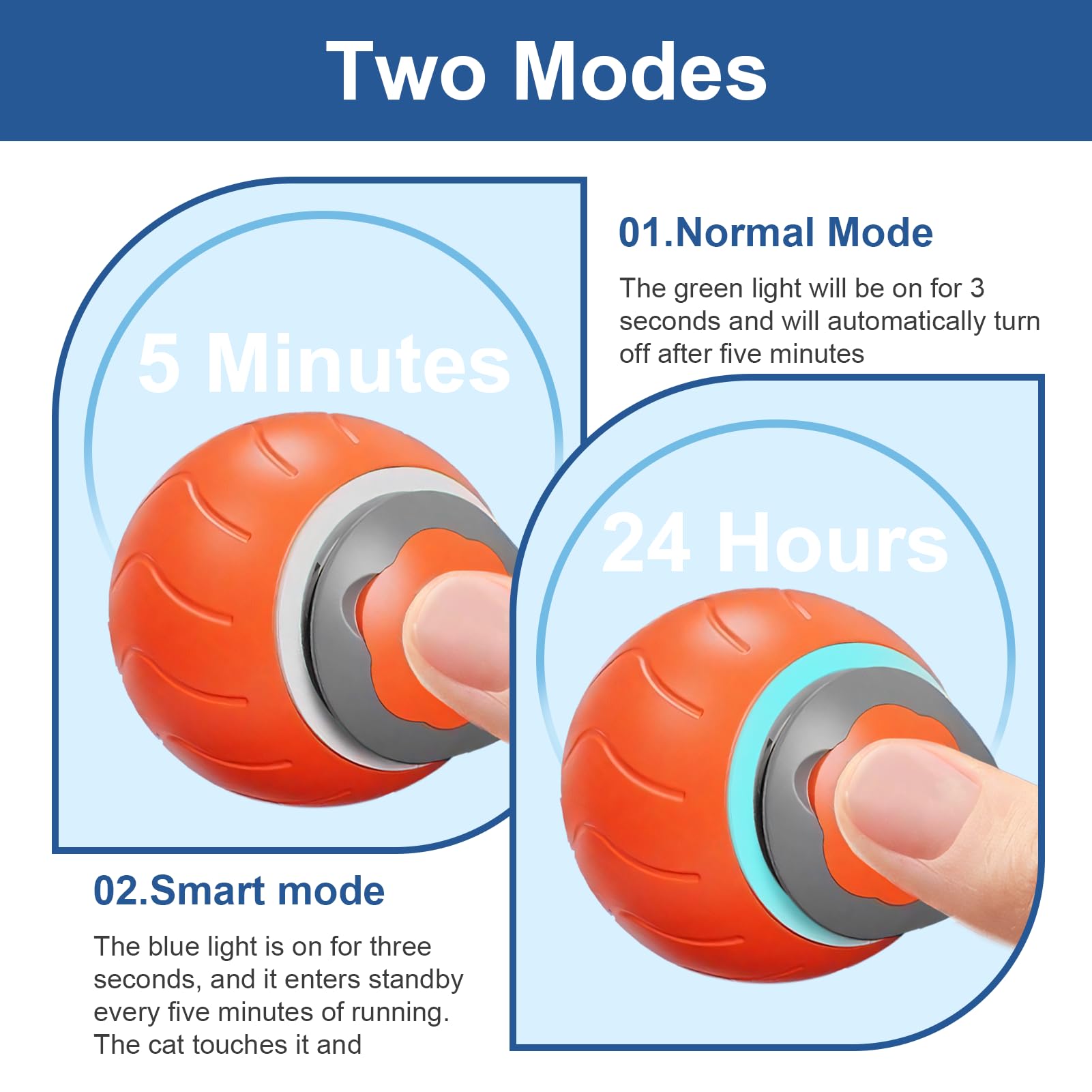 Lotnery 2Pcs Speedy Tail Cat Toy, Automatic Moving Cat Toy Ball with 3 Play Modes - Image 3