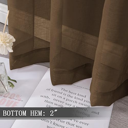 Miniatura 106 de Tollpiz Cortinas traslúcidas de lino con textura para sala de estar, cortinas traslúcidas filtrantes de luz con bolsillo para barra, cortinas