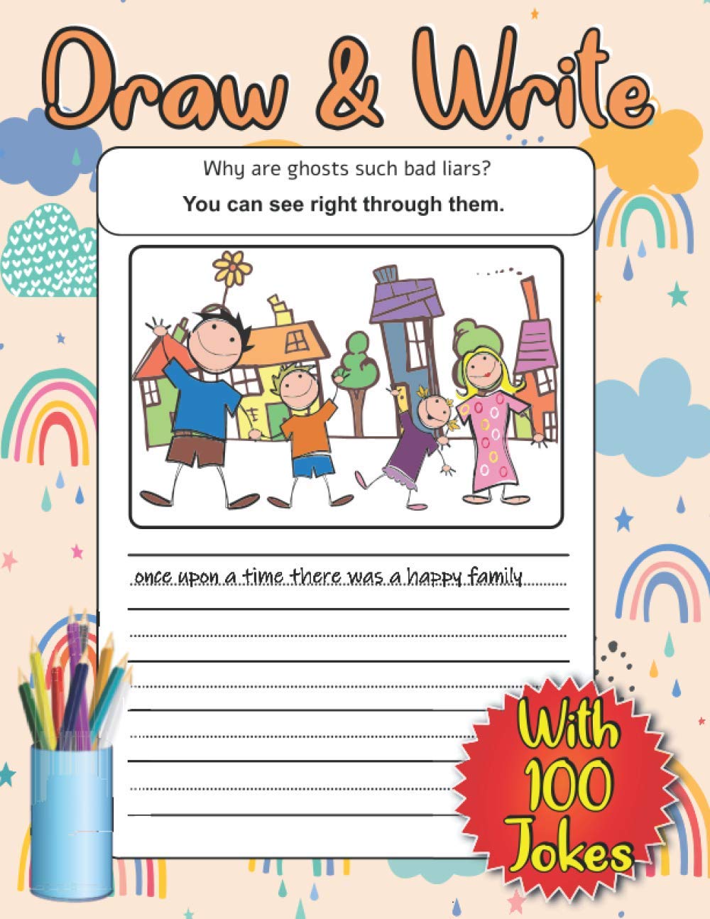 Draw & Write: primary story journal for kids with 100 funny and clean jokes to draw , write and laugh out loud