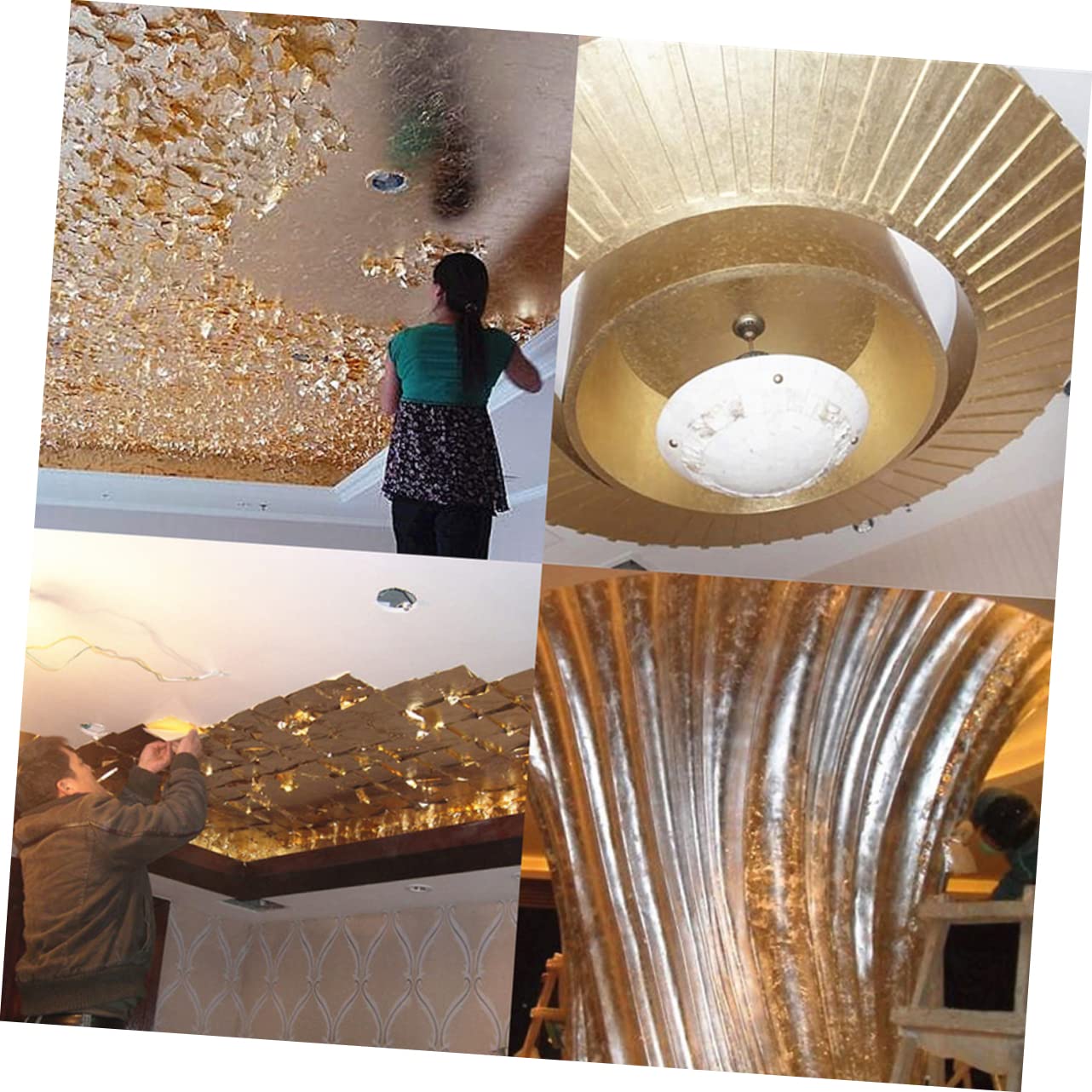 Gogogmee 300pcs Gold Foil Paper for Crafts Gilding Imitation Leaf DIY Art Decorative Foil Metal Material Square Design