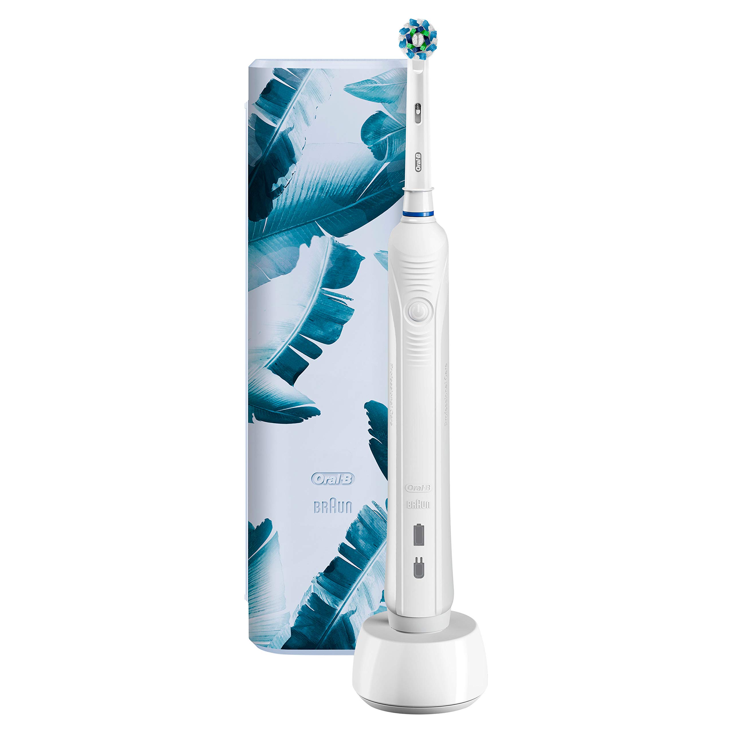 Oral-B Cepillo de dientes eléctrico Pro 1-750, con temporizador integrado, sensor de presión, 1 cabezal, batería de litio, funda de viaje, idea de regalo, diseño de edición especial, blanco