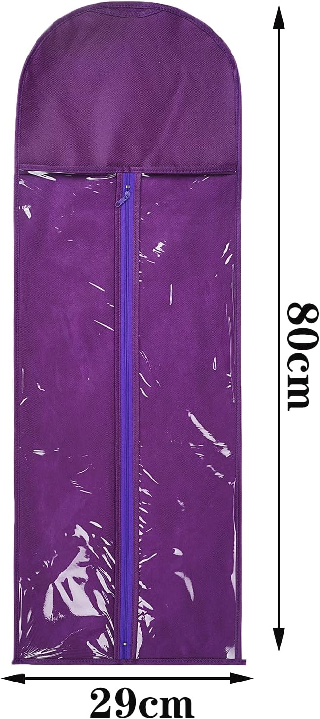 10 Packs 31.5in Extra Long Hair Extensions Storage Bag Folding Wig Bags Dust Proof Wigs Carrier Bags with Strong Zipper for Home Salon Organizer (Purple)