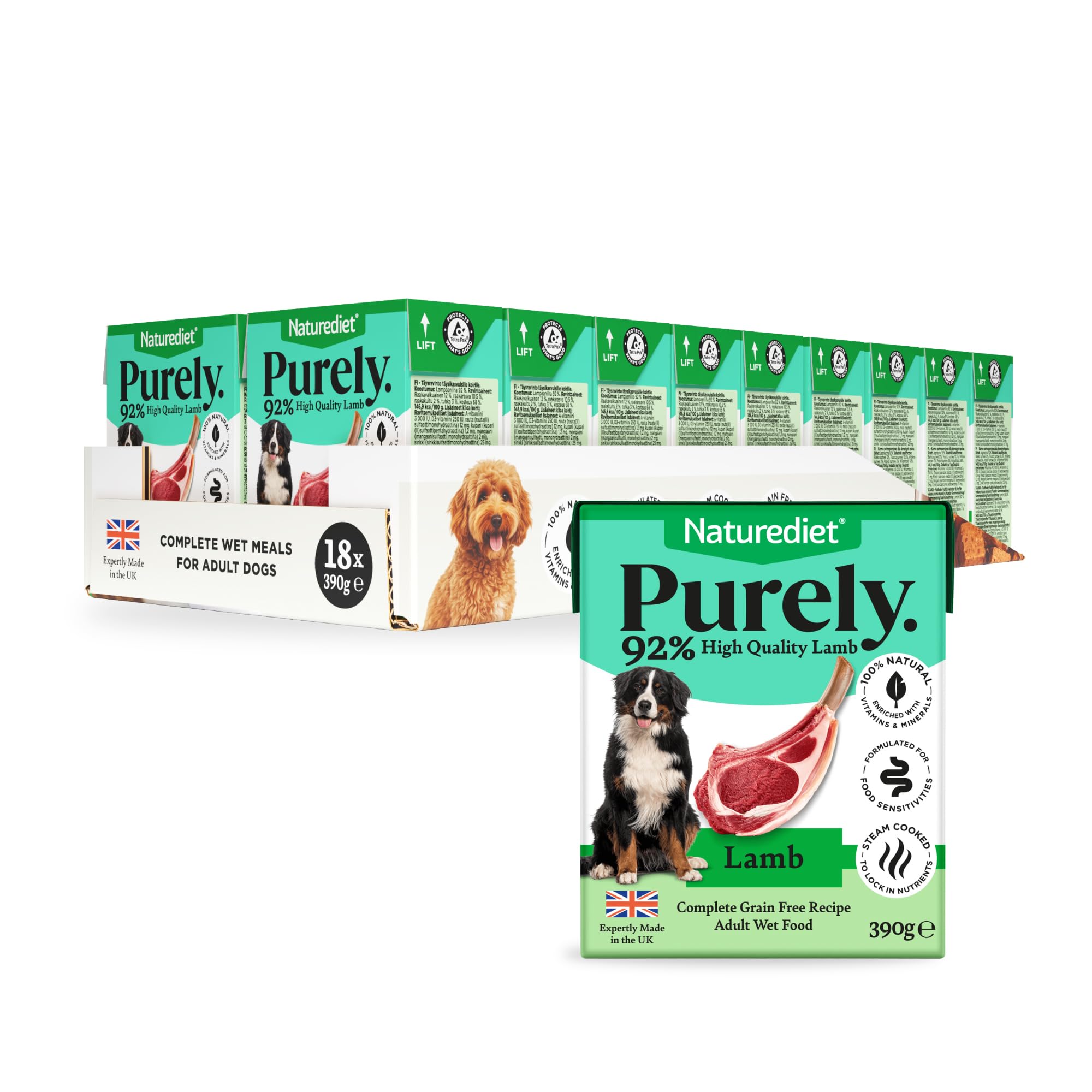 Naturediet - Purely, Complete Wet Food, Lamb, 390g (Pack of 18)