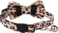 Vista 2 de Collar de gato rosa con pajarita de campana de seguridad Breakaway Kitten Pet 7-11in Dot Floral Leopard Food Leopard-Pink