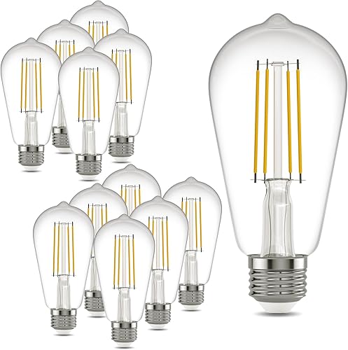 Kawaya Bombillas LED Edison E26 paquete de 12 bombillas LED regulables de 8 W equivalentes a 80 W - Vintage ST58 5000 K luz blanca diurna -