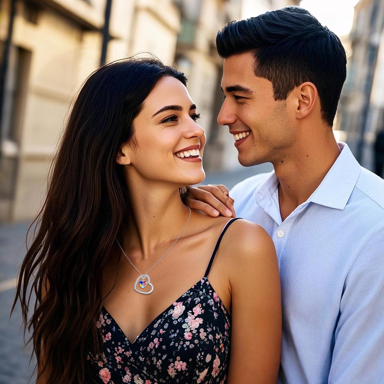 VONALA Autism Awareness Necklace for Women Heart Pendant Jewelry Gifts for Autistic Colorful Puzzle Piece Jewelry Gifts - Image 3