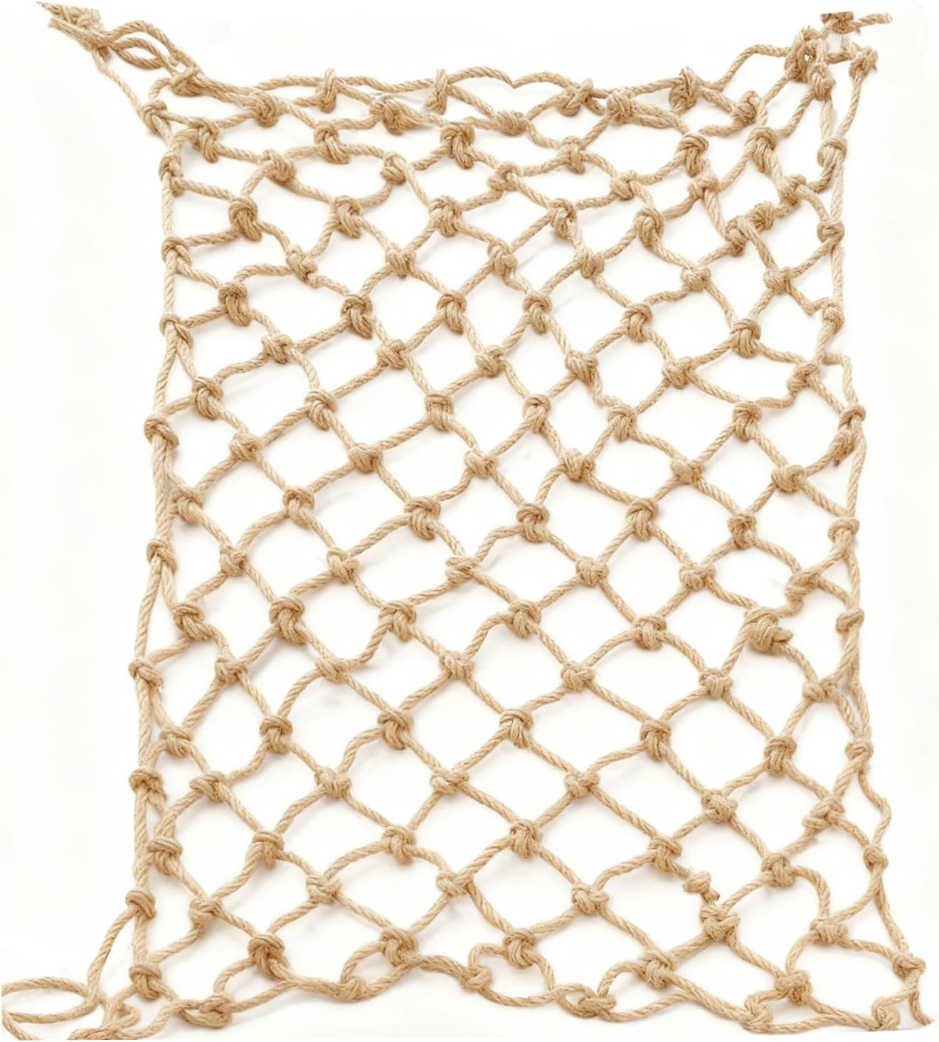 Jute Rope Netting Handwoven 100% Natural - Pet Fence, Garden Decoration, Duty Climbing Net for Treehouse, Jungle Gym & Playground, Outdoor Rope Bridge(3.2ftx3.2ft)