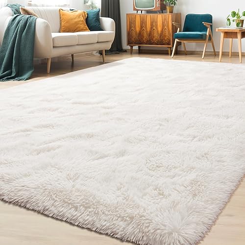 Miniatura 43 de Alfombra esponjosa para dormitorio, alfombra negra de 4 x 6 pies para sala de estar, dormitorio, alfombra peluda para niños, alfombra de felpa suave
