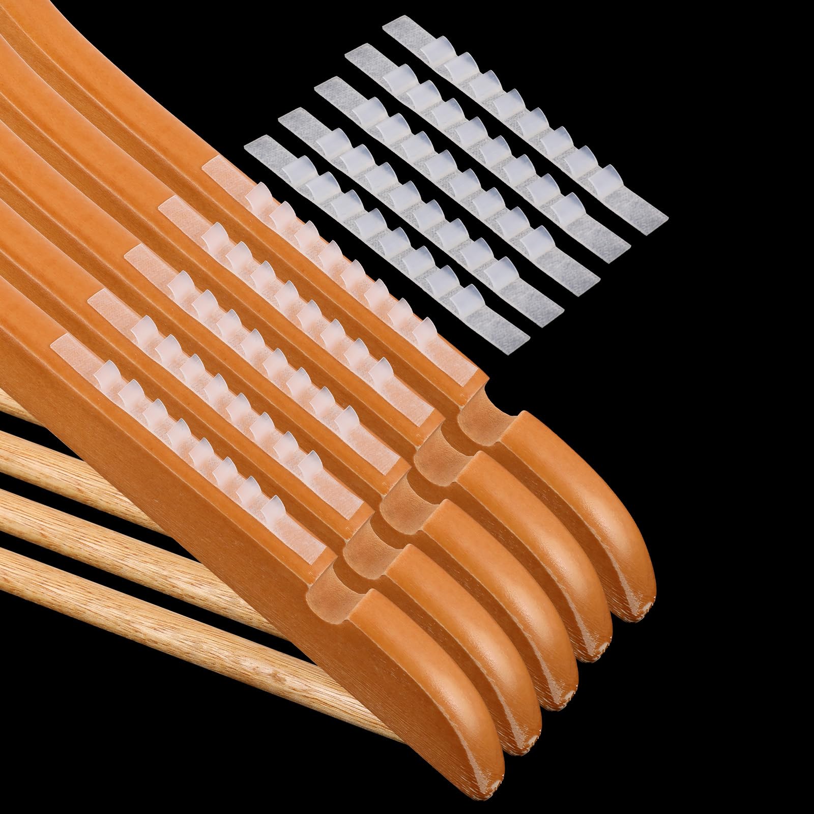 200 Pack Non Slip Hanger Grips for Wood Hangers Clear Adhesive Clothes Hanger Strips Grippers with Fins Rubber Hanger Grips for Clothes Hanger (2.76" x 0.24")