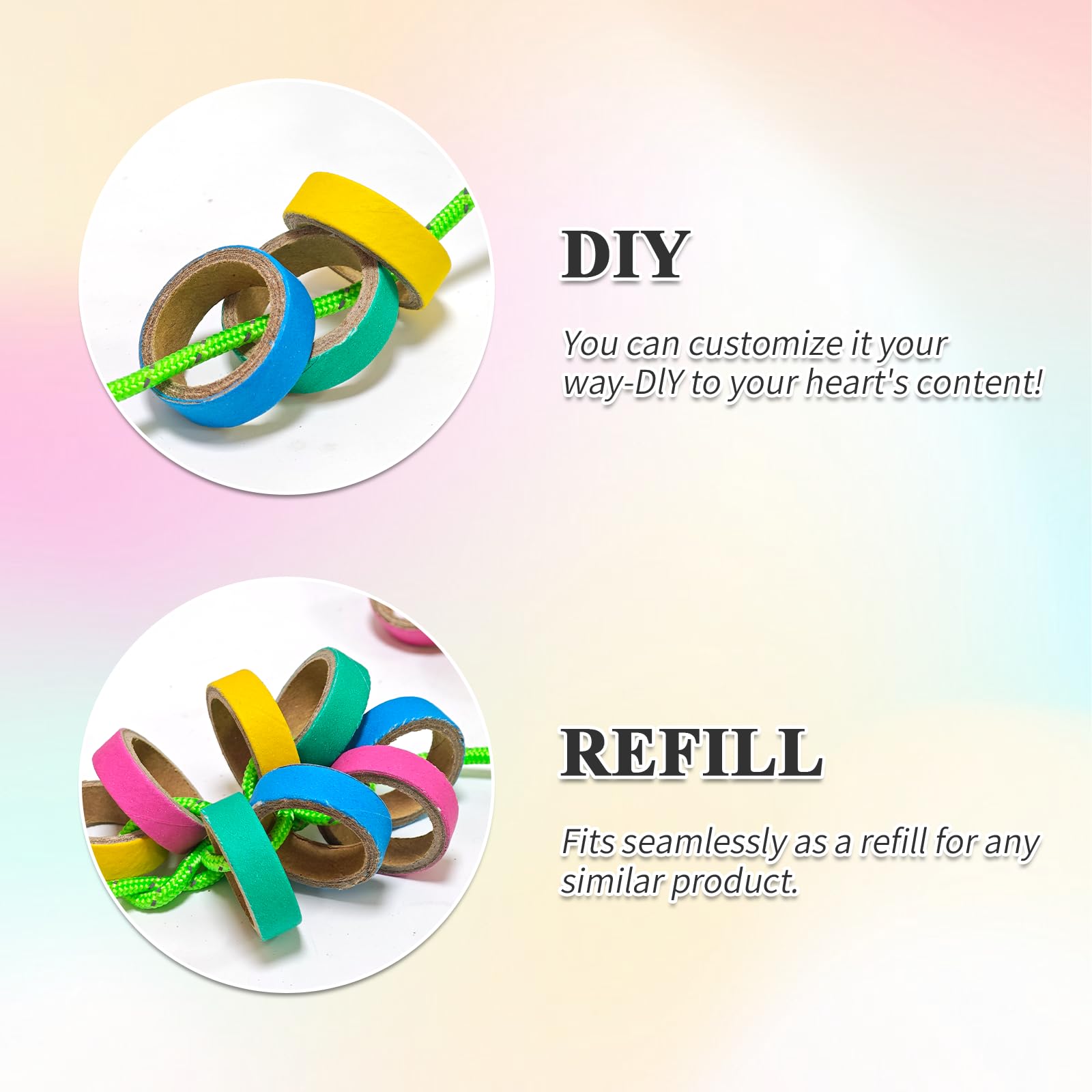Puninoto 24Pcs Chew Bagels Bird Toys for Parrots,Colorful Cardboard Shredding Foraging Chew Toys,Safe Durable Bird Cage Enrichment for Parakeets,Cockatiels,Conures - image 6