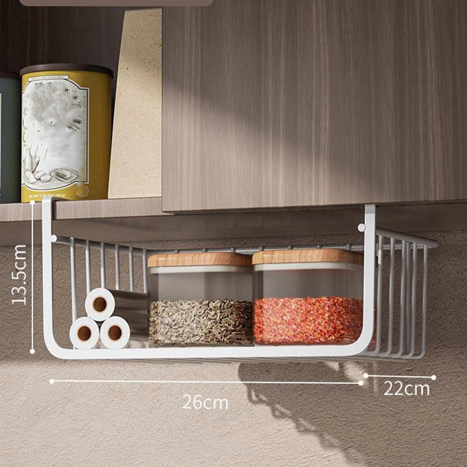 BEIJIALY 2 Pezzi Cesto portaoggetti da appendere sotto la mensola, in metallo, multiuso, interamente in metallo, per cucina, ufficio, dispensa, scrivania, libreria (L nero)