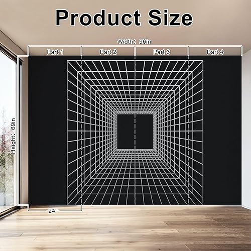 Miniatura 2 de Wall Mural Peel & Stick Cyber Grid Retro Punk Perspective Rectangular Tunnel Grid Tunnel Self-Adhesive Wallpaper Removable Wall Decal Wall Sticker
