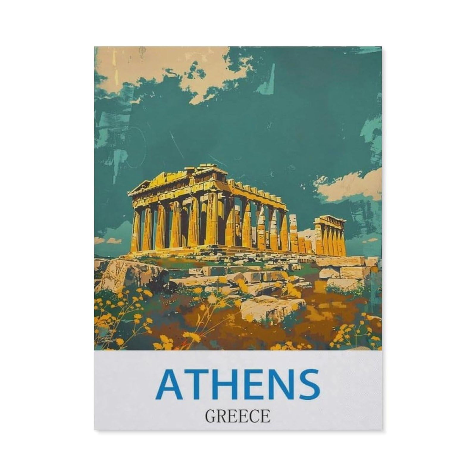 BEAYODKP Athens Greece，Diamond Art Kits for Adults and Kids, Full Drill Round Rhinestone Paint with Diamonds（50 x 60 cm/19.68 x 23.62 inches）-CJ35