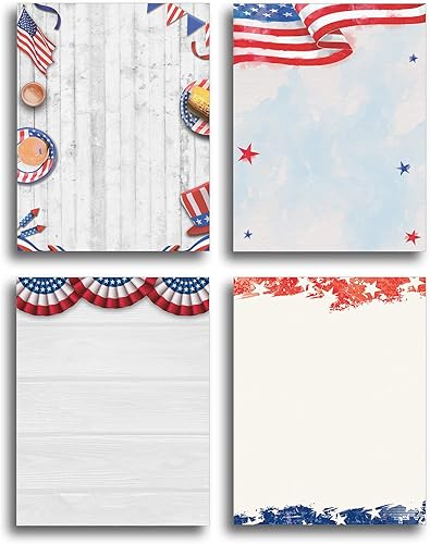 American Patriotic Stationery - Paquete variado de papel para impresora, 80 hojas